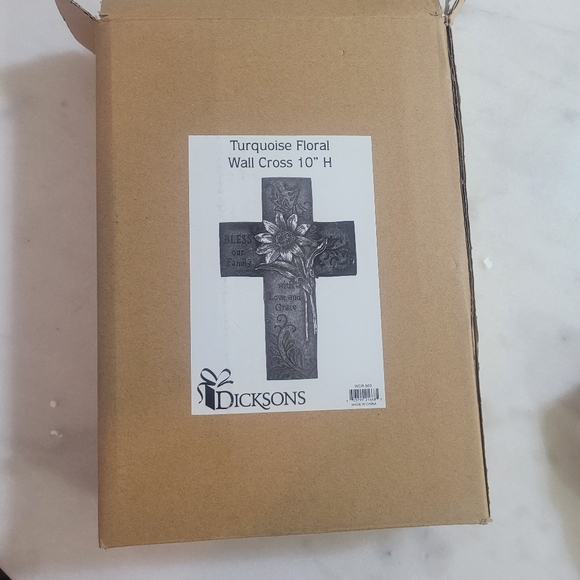 Dicksons Bless Our Family Floral Turquoise 10 Inch Decorative Wall Cross - Picture 6 of 6